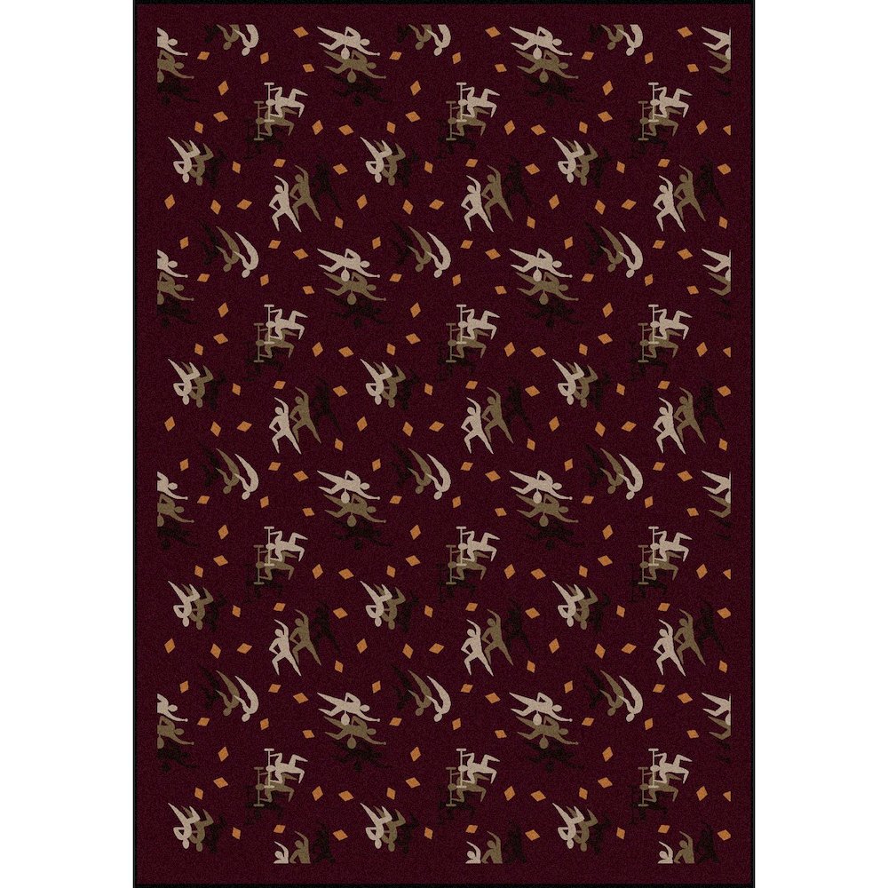 Games People Play Fitness Zone 7'8" x 10'9" Area Rug in Color Burgundy. Picture 1