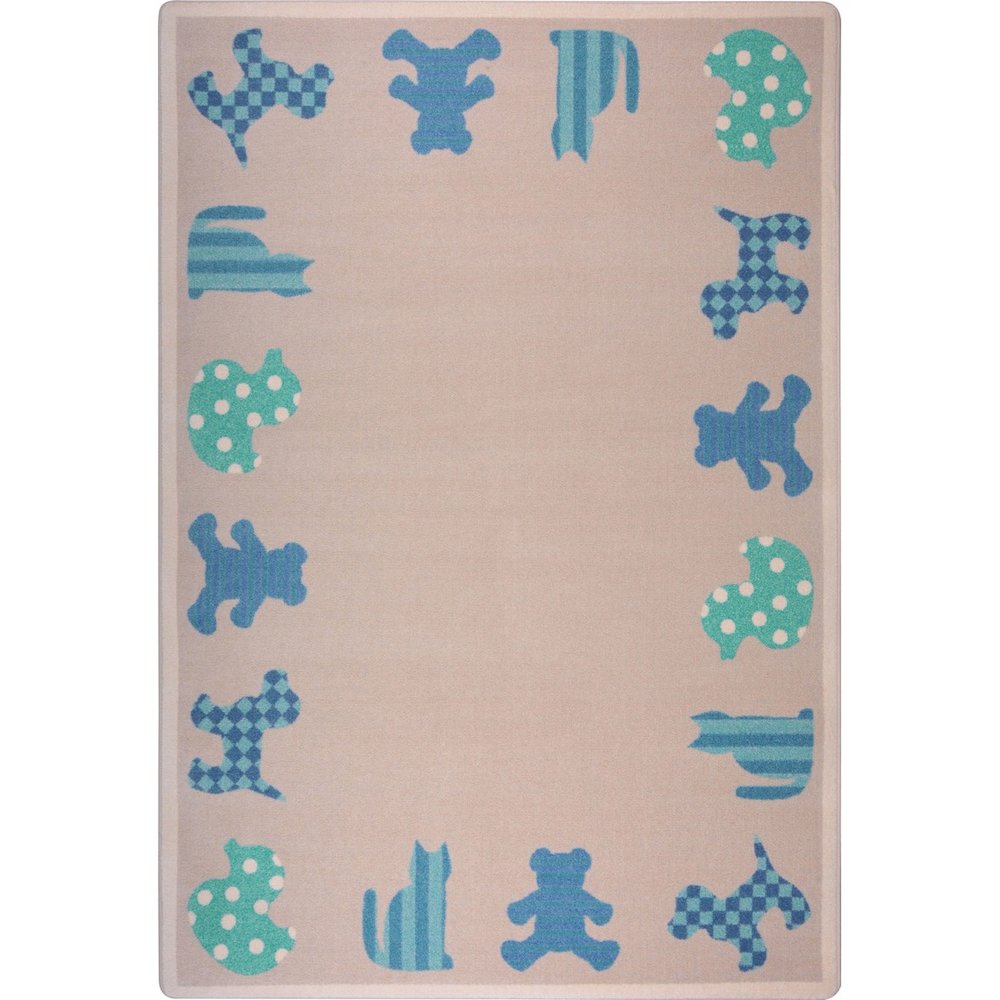 Kid Essentials Frisky Friends 7'8" x 10'9" Area Rug in Color Blue. Picture 1