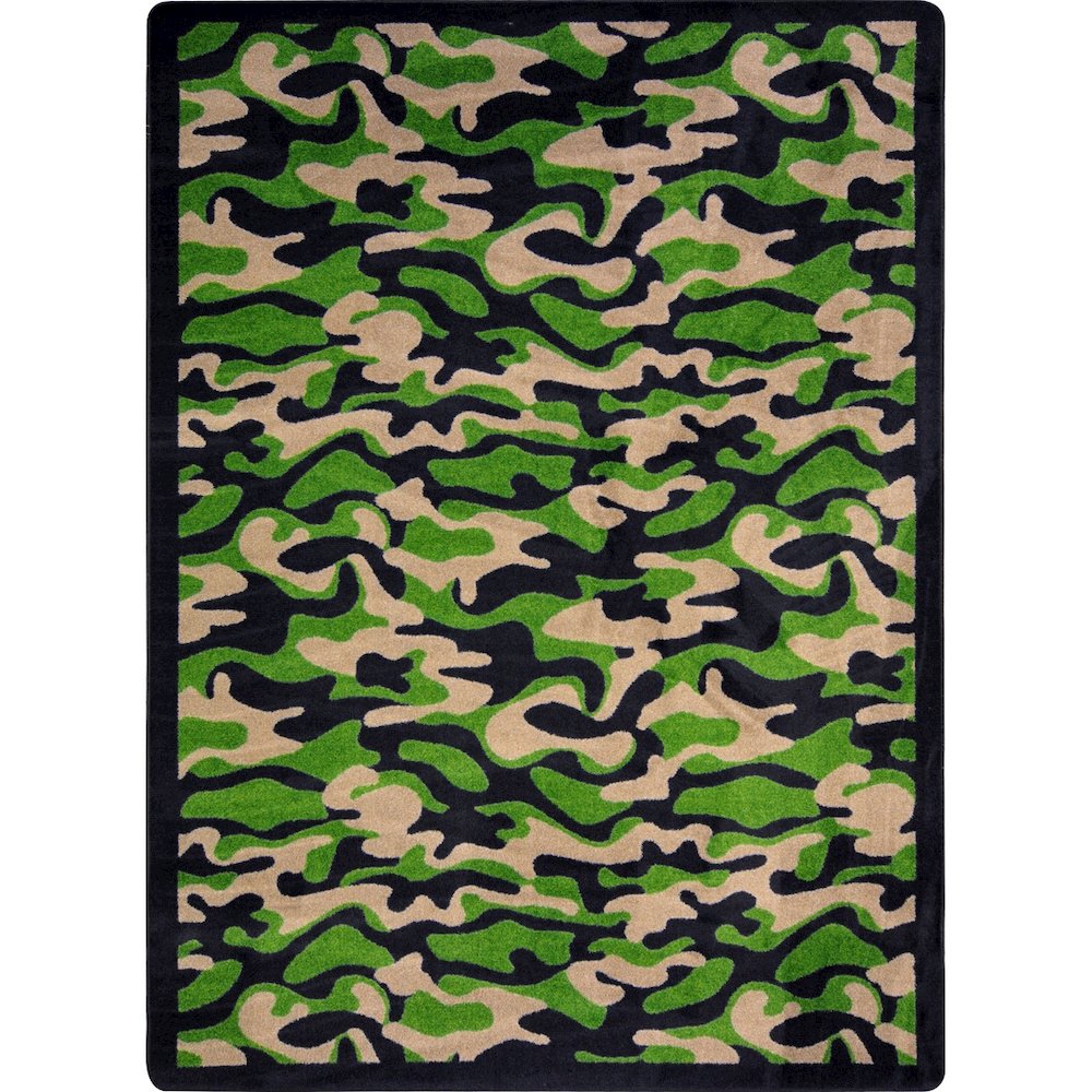 Kaleidoscope Funky Camo 7'8" x 10'9" Area Rug in Color Dark Army. Picture 1