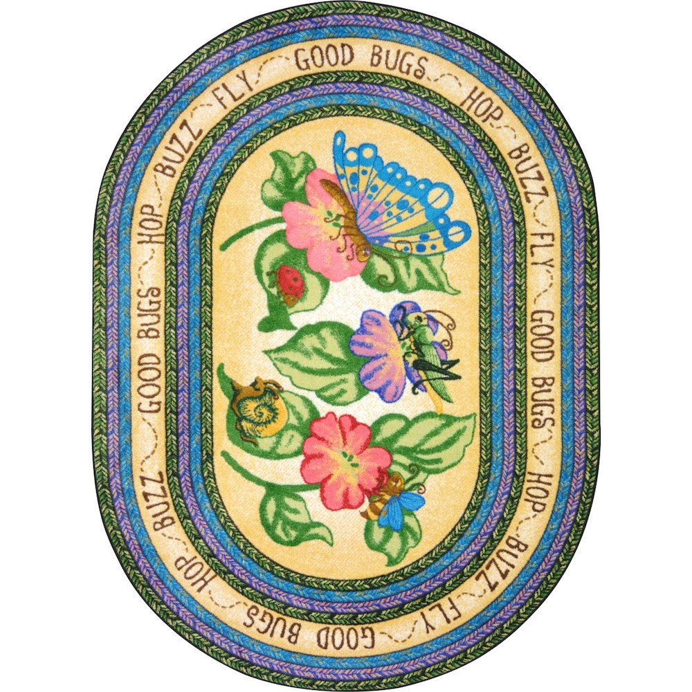 Kid Essentials Good Bugs 7'8" x 10'9" Oval Area Rug in Color Multi. Picture 1