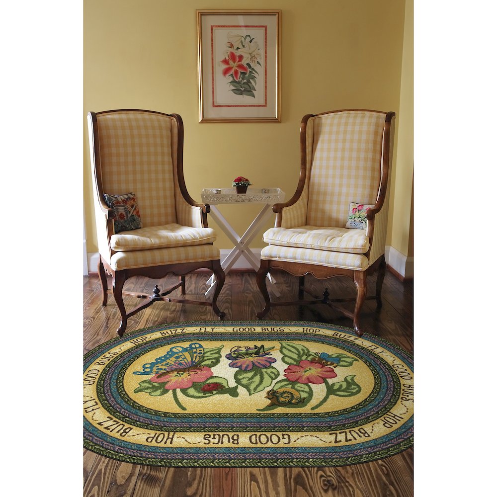 Kid Essentials Good Bugs 7'8" x 10'9" Oval Area Rug in Color Multi. Picture 2