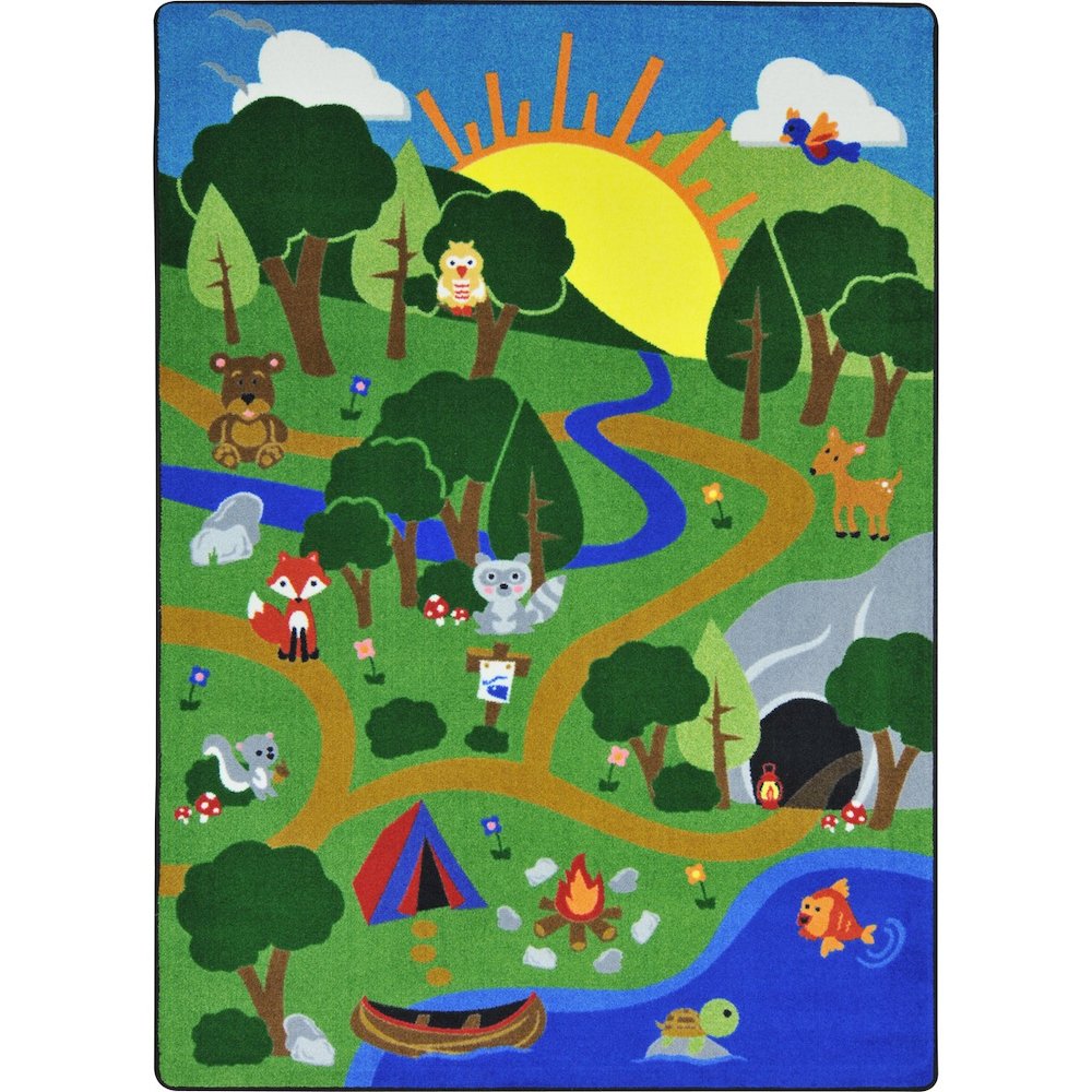 Kid Essentials Happy Forest 10'9" x 13'2" Area Rug in Color Multi. Picture 1