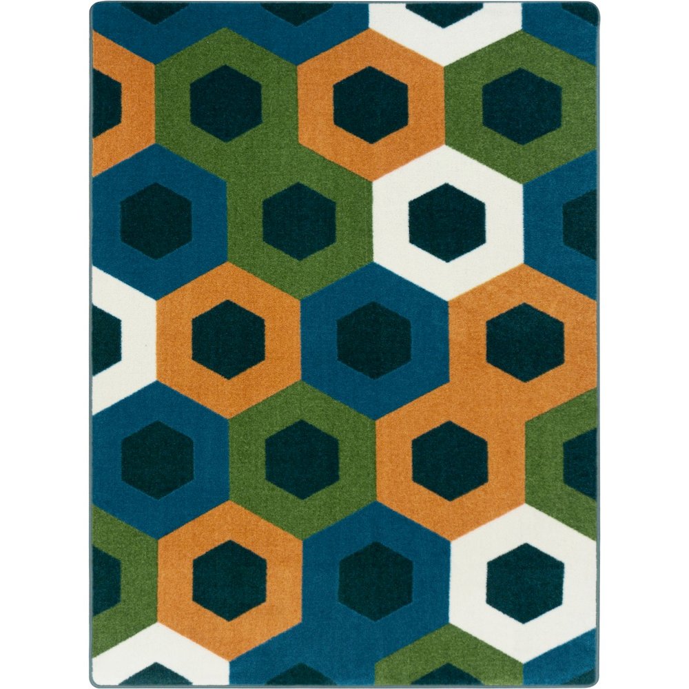 Kid Essentials Hexed 7'8" x 10'9" Area Rug in Color Citrus. Picture 1