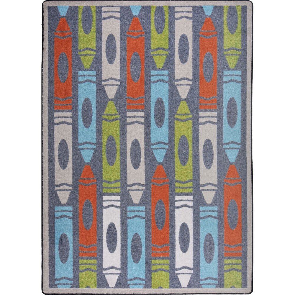 Playful Patterns Jumbo Crayons 7'8" x 10'9" Area Rug in Color Chalkdust. Picture 1