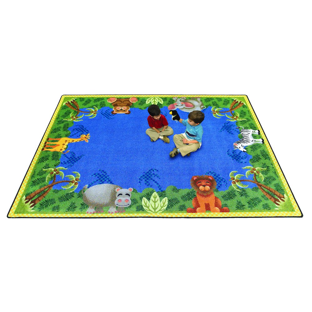 Kid Essentials Jungle Friends 7'8" x 10'9" Area Rug in Color Multi. Picture 2