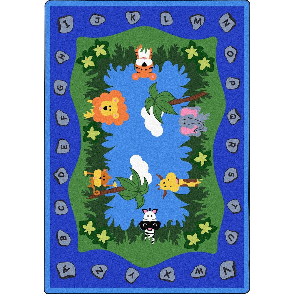 Kid Essentials Jungle Peeps 10'9" x 13'2" Area Rug in Color Multi. Picture 1