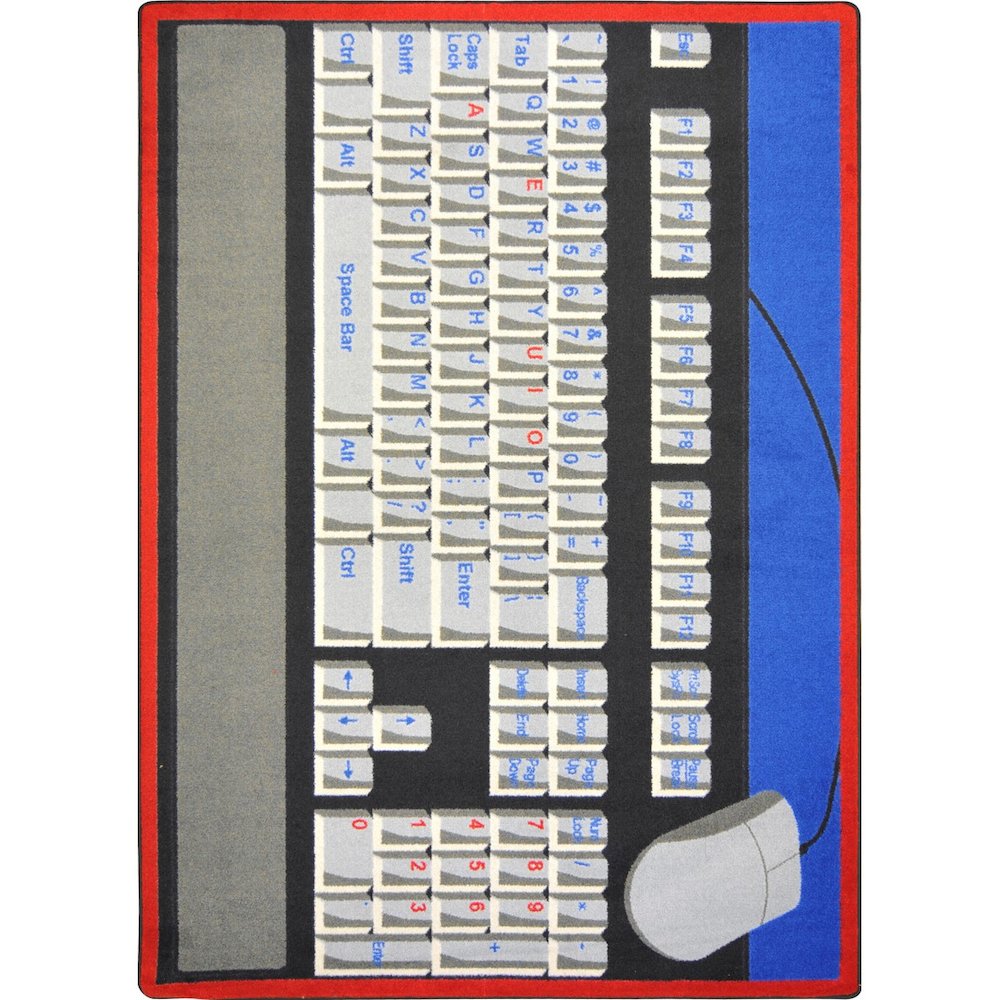 Kid Essentials Keyboard Connection 10'9" x 13'2" Area Rug in Color Gray. Picture 1