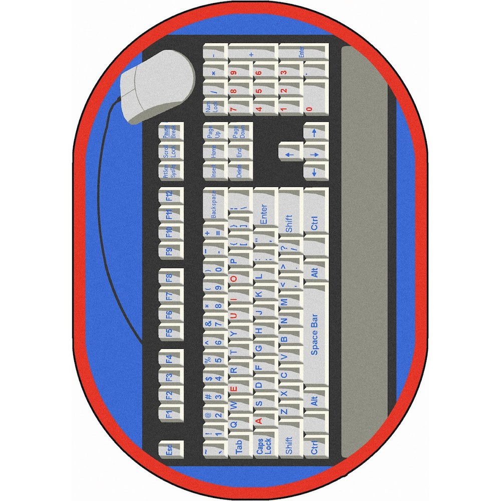 Kid Essentials Keyboard Connection 10'9" x 13'2" Oval Area Rug in Color Gray. Picture 1