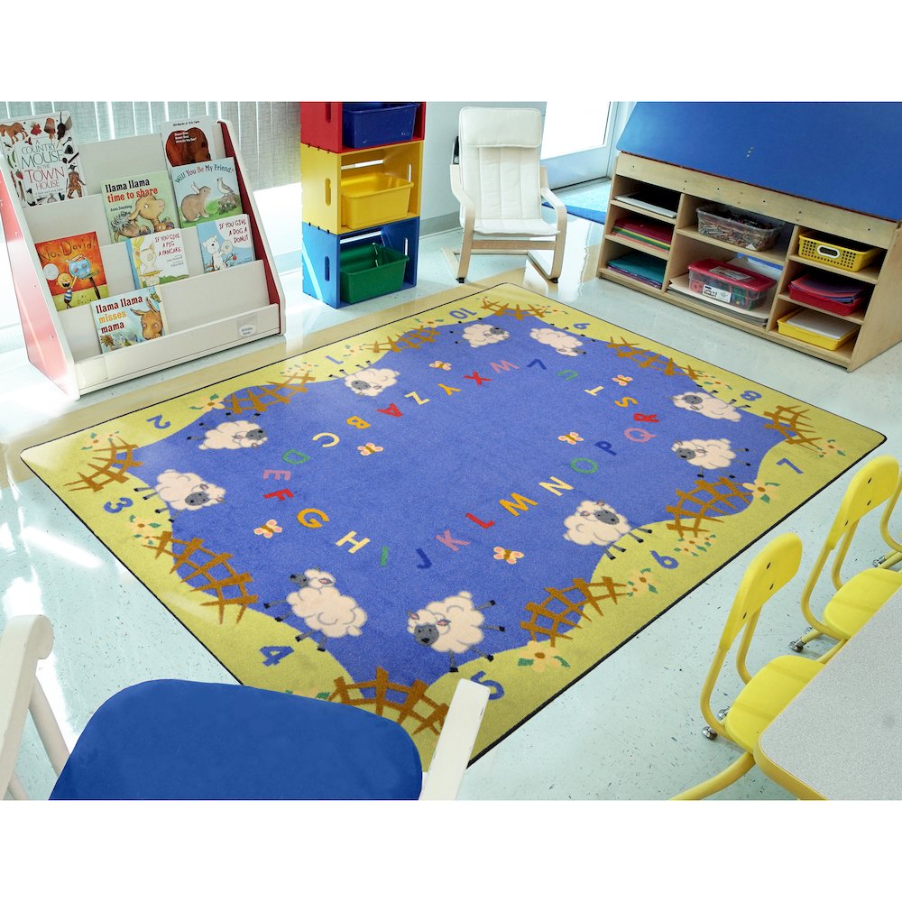 Kid Essentials Lamby Pie 10'9" x 13'2" Area Rug in Color Multi. Picture 3
