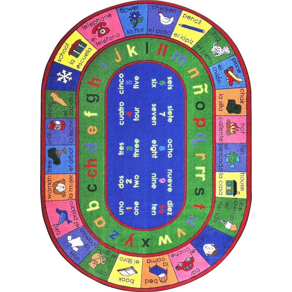 Kid Essentials LenguaLink (Spanish) 10'9" x 13'2" Oval Area Rug in Color Multi. Picture 1