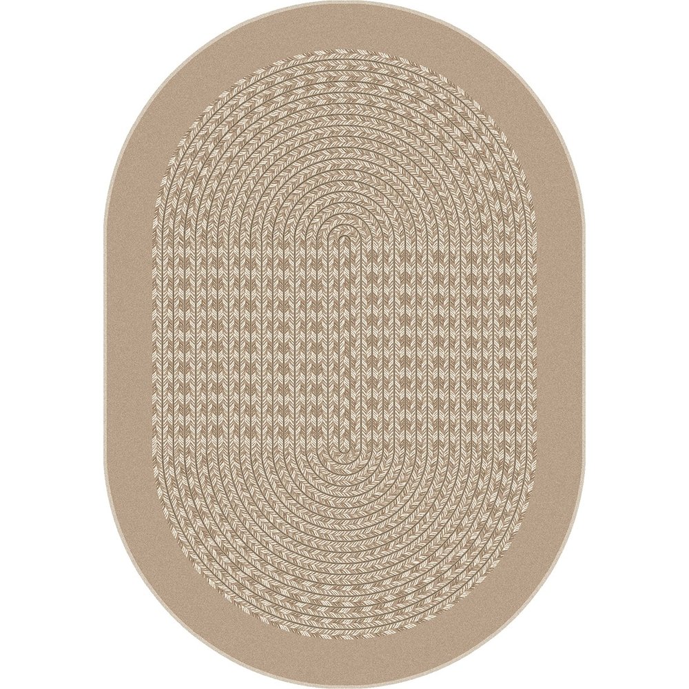 Kid Essentials Like Home 7'8" x 10'9" Oval Area Rug in Color Beige. Picture 1