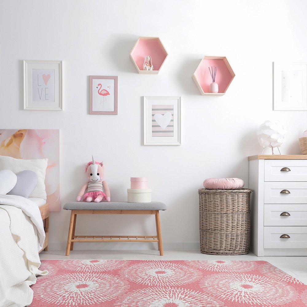 Claremont Kids Make A Wish 7'8" x 10'9" Area Rug in Color Blush. Picture 3