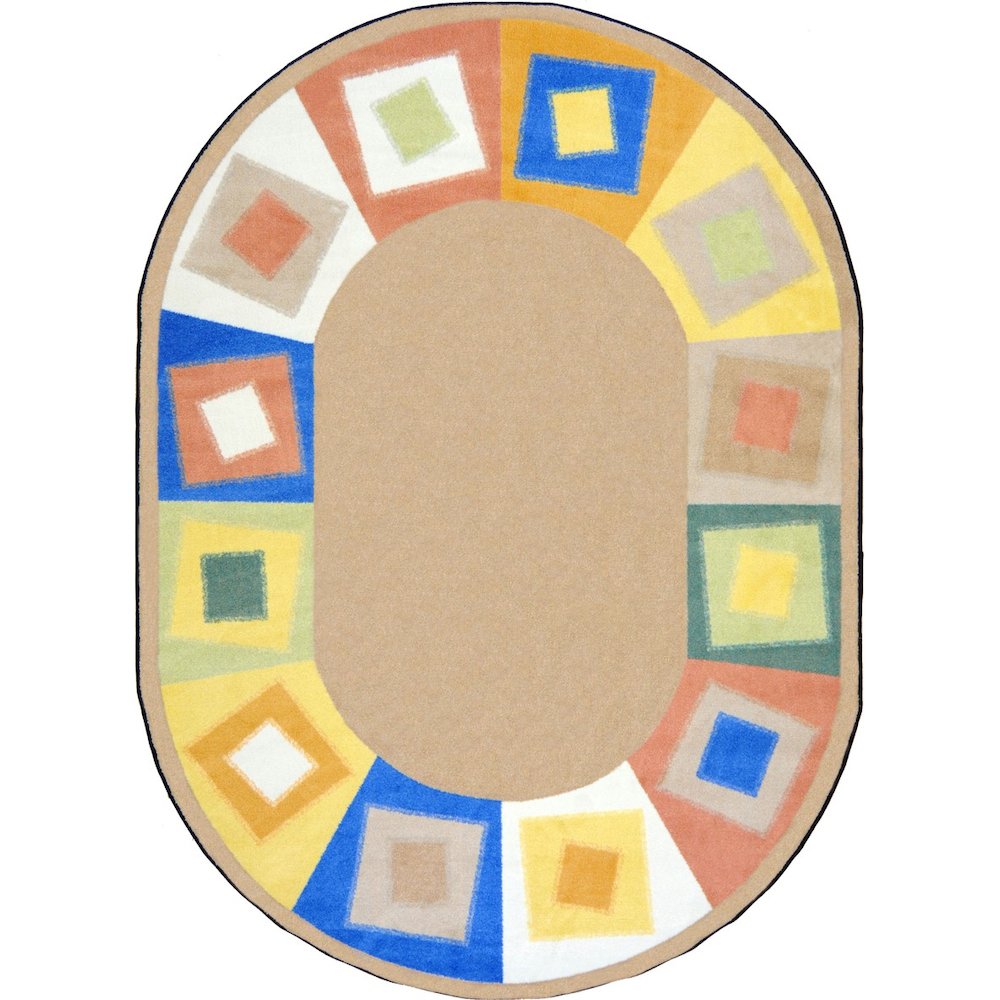 Kid Essentials Off Balance 10'9" x 13'2" Oval Area Rug in Color Softs. Picture 1