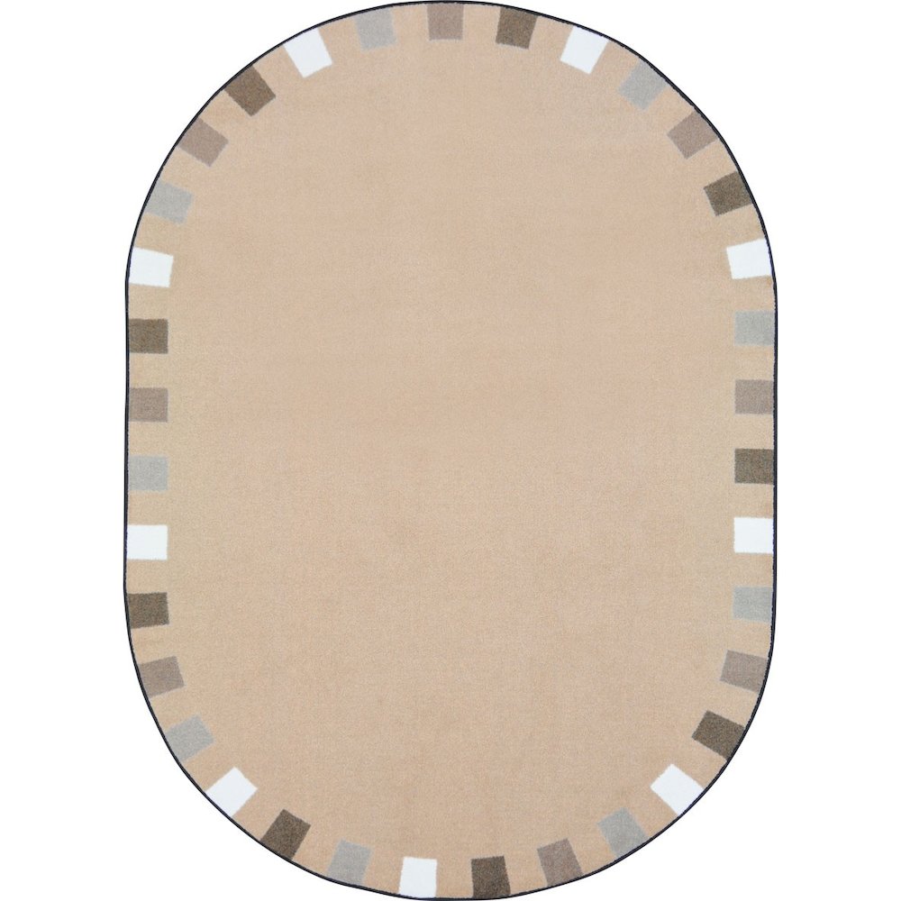 Kid Essentials On the Border 10'9" x 13'2" Oval Area Rug in Color Neutrals. Picture 1