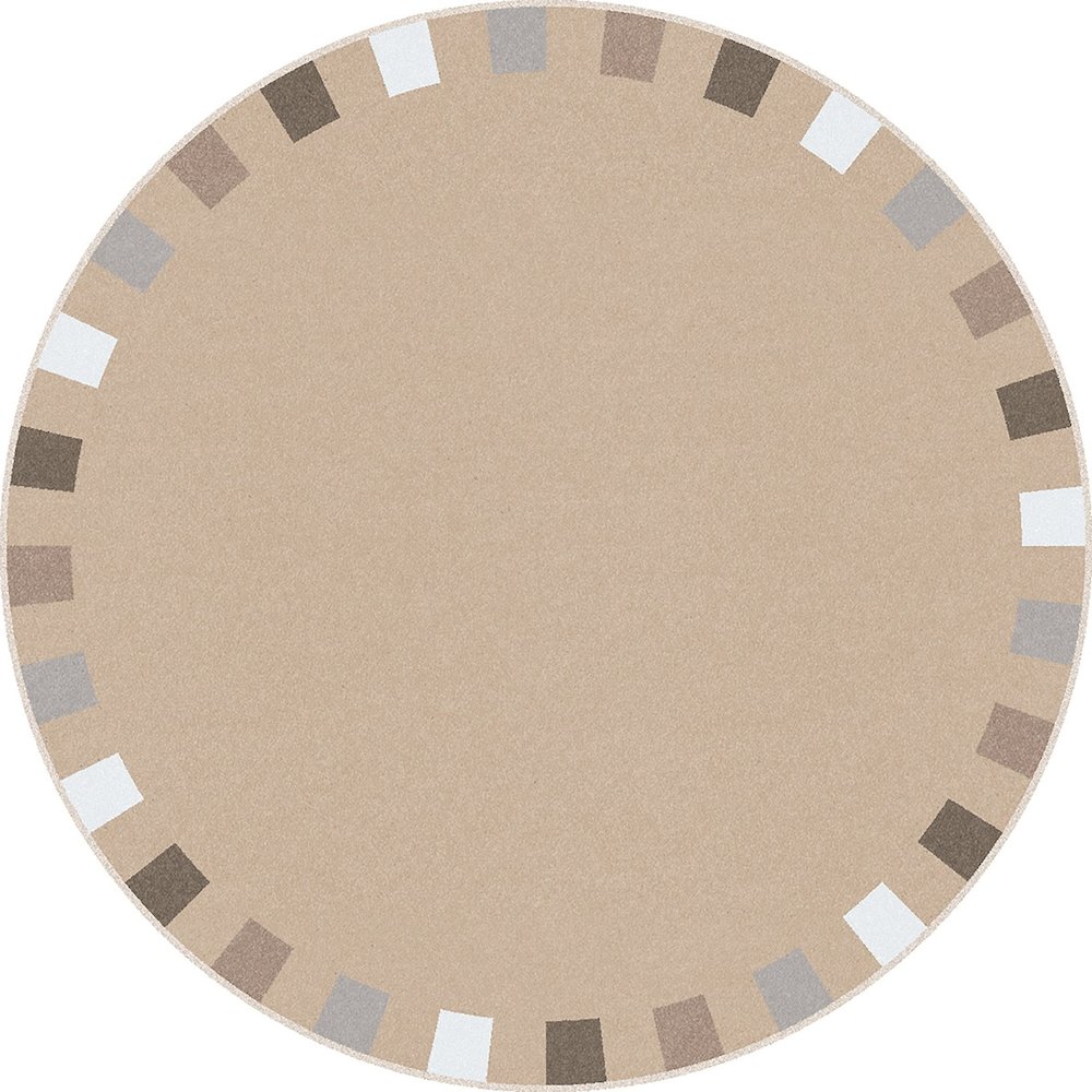 Kid Essentials On the Border 13'2" Round Area Rug in Color Neutrals. Picture 1