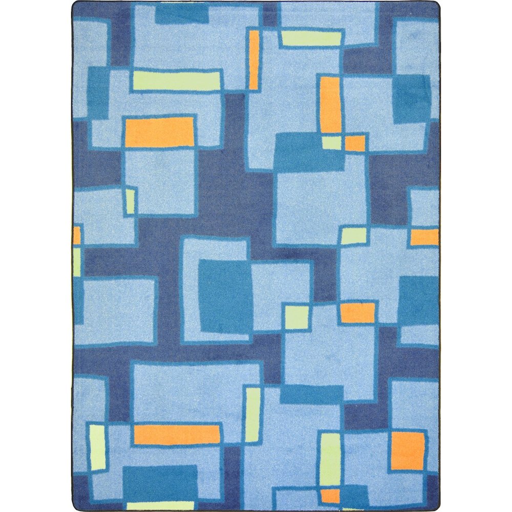 Kid Essentials Outside the Box 7'8" x 10'9" Area Rug in Color Cool Blue. Picture 1