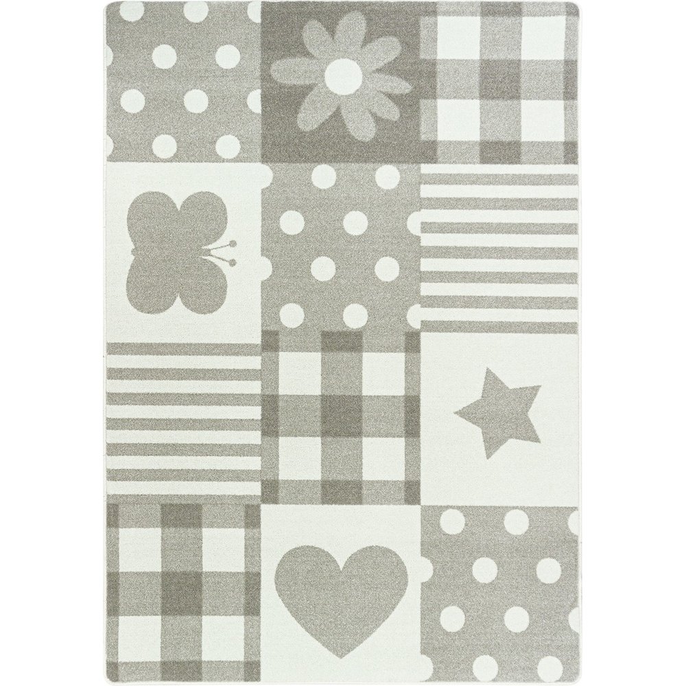Claremont Kids Patchwork Girl 7'8" x 10'9" Area Rug in Color Linen. Picture 1