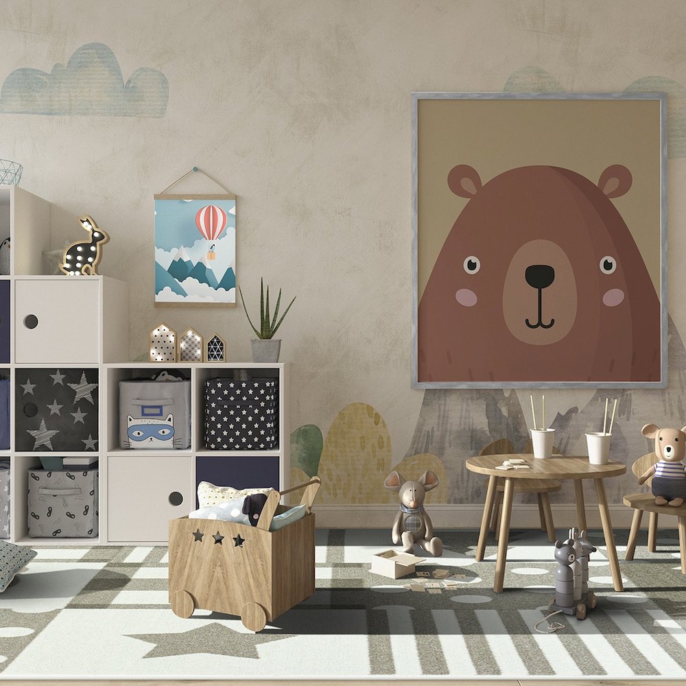 Claremont Kids Patchwork Boy 7'8" x 10'9" Area Rug in Color Linen. Picture 3