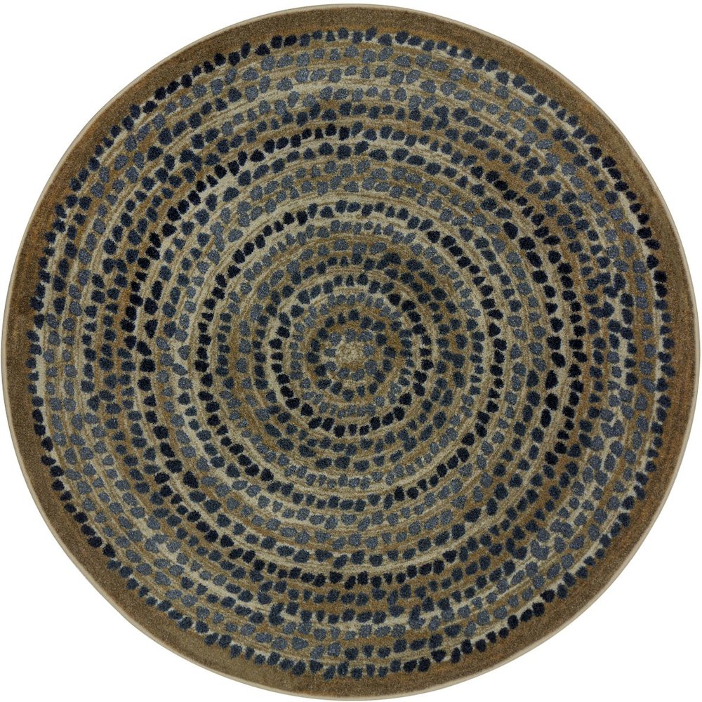 Kid Essentials Peaceful Pebbles 5'4" Round Area Rug in Color Slate. Picture 2