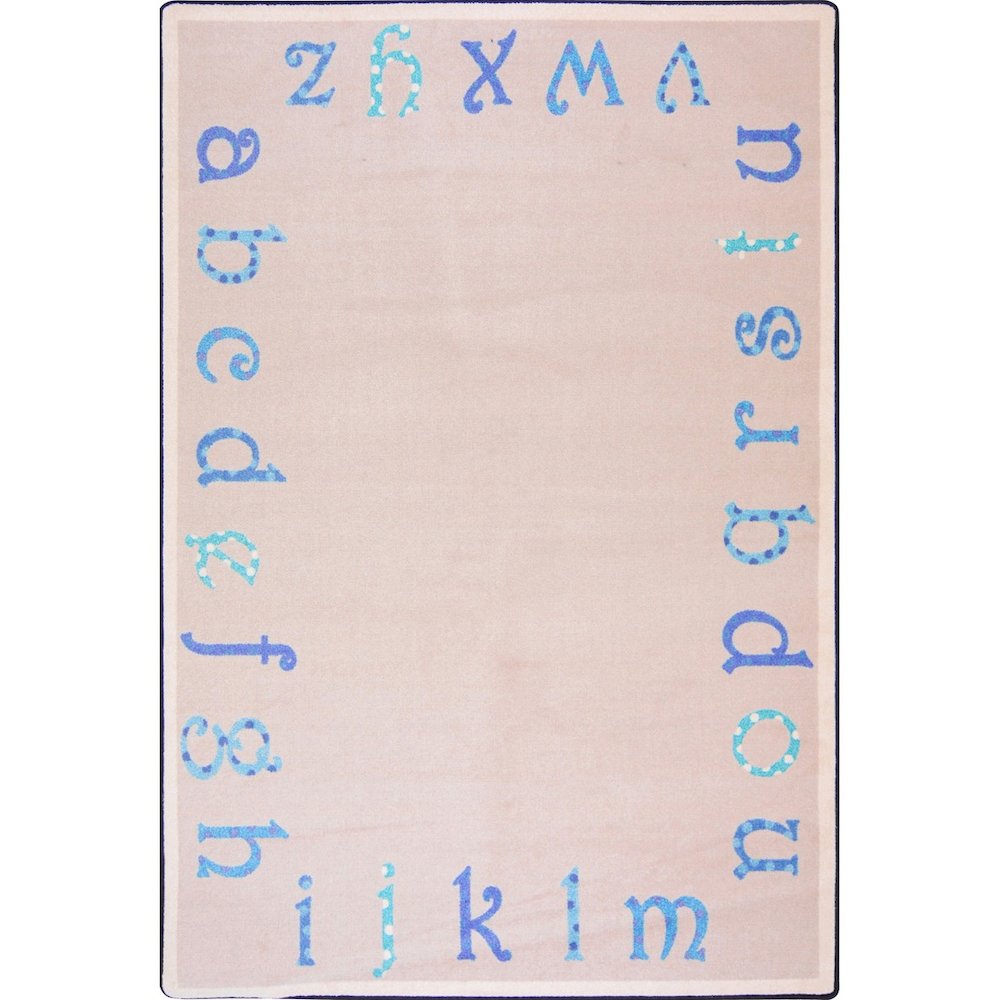 Kid Essentials Polka Dot ABC's 7'8" x 10'9" Area Rug in Color Blue. Picture 1