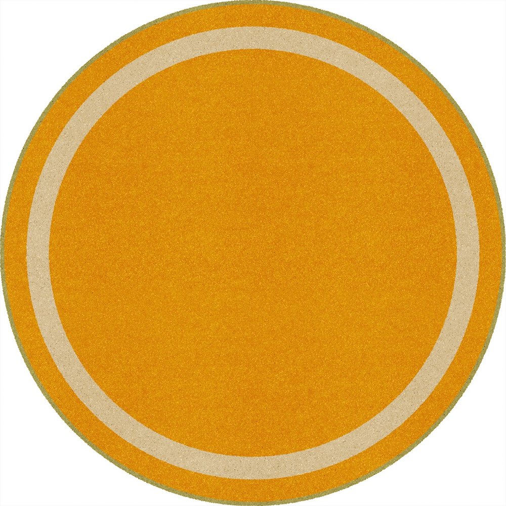 Kid Essentials Portrait 13'2" Round Area Rug in Color Goldenrod. Picture 1