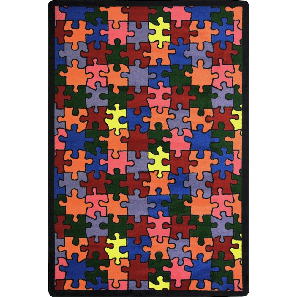 Playful Patterns Puzzled 7'8" x 10'9" Area Rug in Color Multi. Picture 1