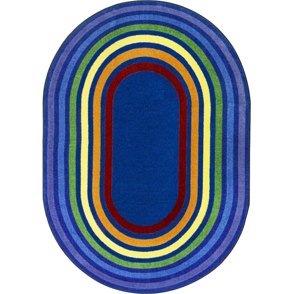 Kid Essentials Rainbow Rings 7'8" x 10'9" Oval Area Rug in Color Multi. Picture 1