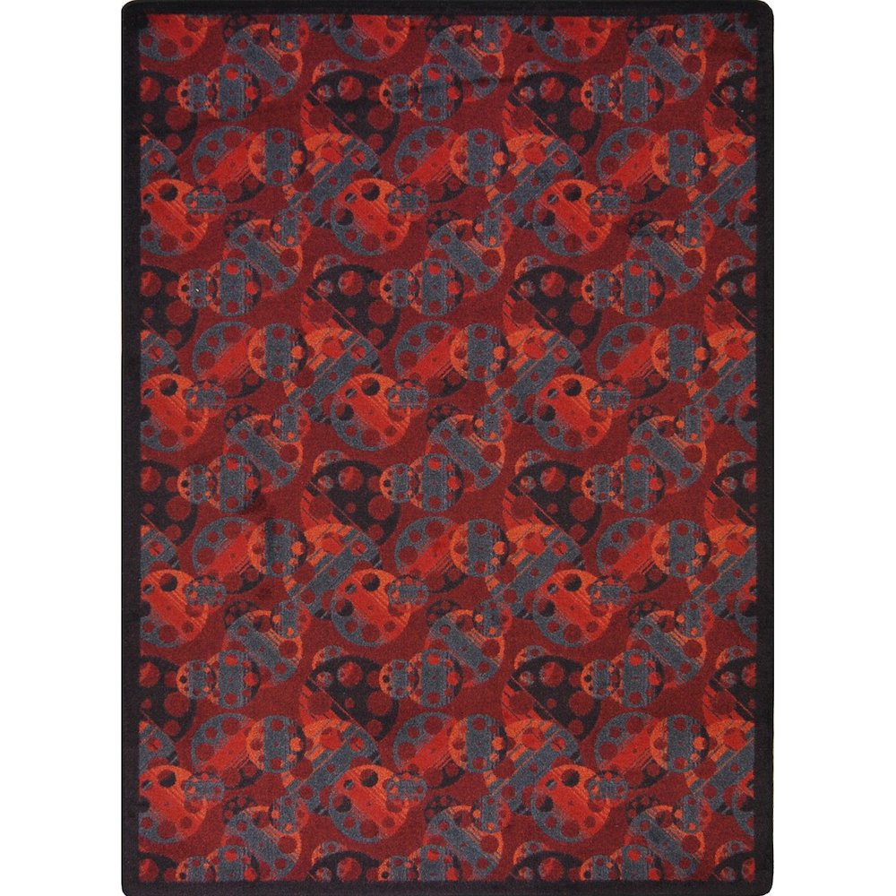 Any Day Matinee Reeling 7'8" x 10'9" Area Rug in Color Burgundy. Picture 1