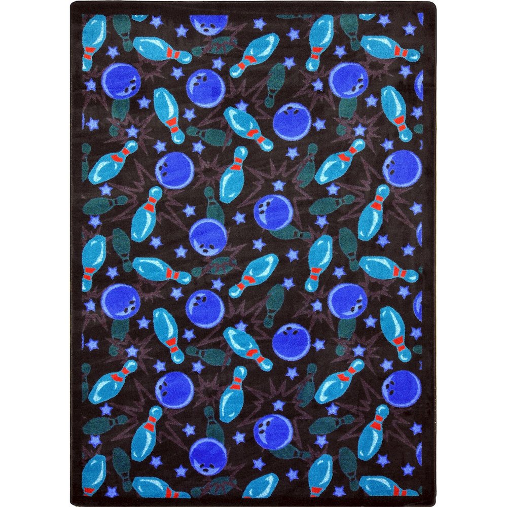 Games People Play Retro Bowl 7'8" x 10'9" Area Rug in Color Cool Blue. Picture 1