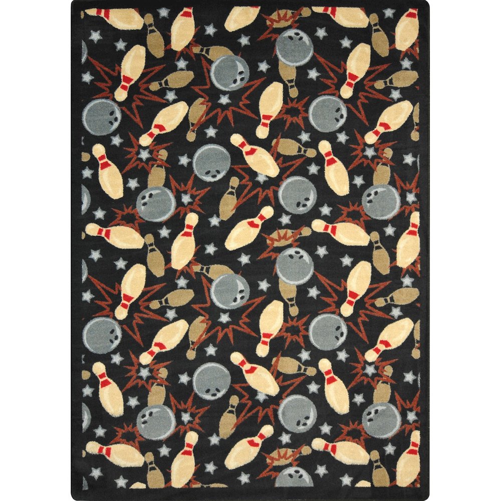 Games People Play Retro Bowl 7'8" x 10'9" Area Rug in Color Midnight. Picture 1