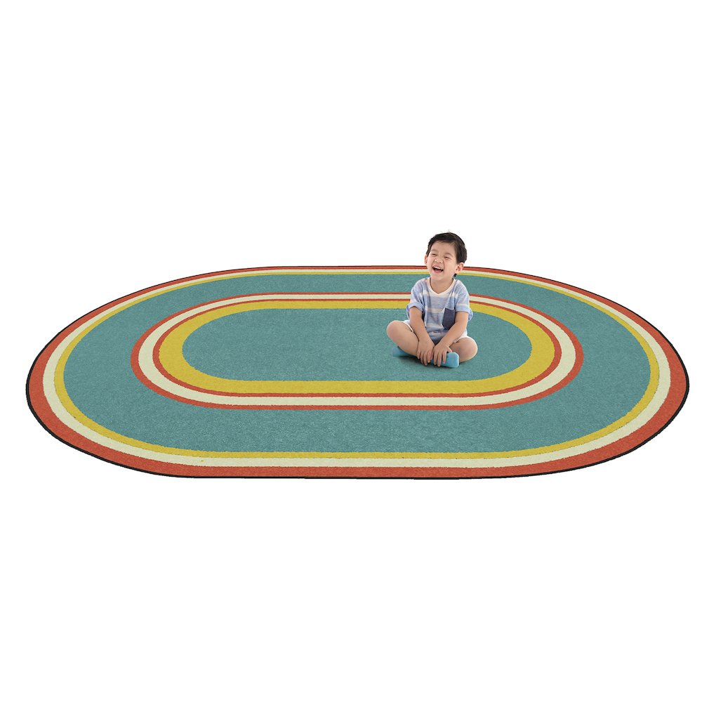 Kid Essentials Ripples 7'8" x 10'9" Oval Area Rug in Color Beach. Picture 2