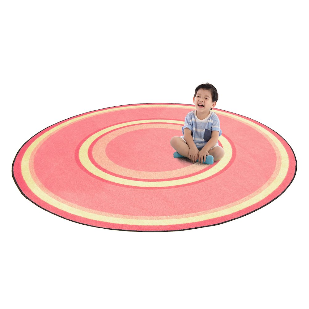 Kid Essentials Ripples 13'2" Round Area Rug in Color Pretty Pink. Picture 2