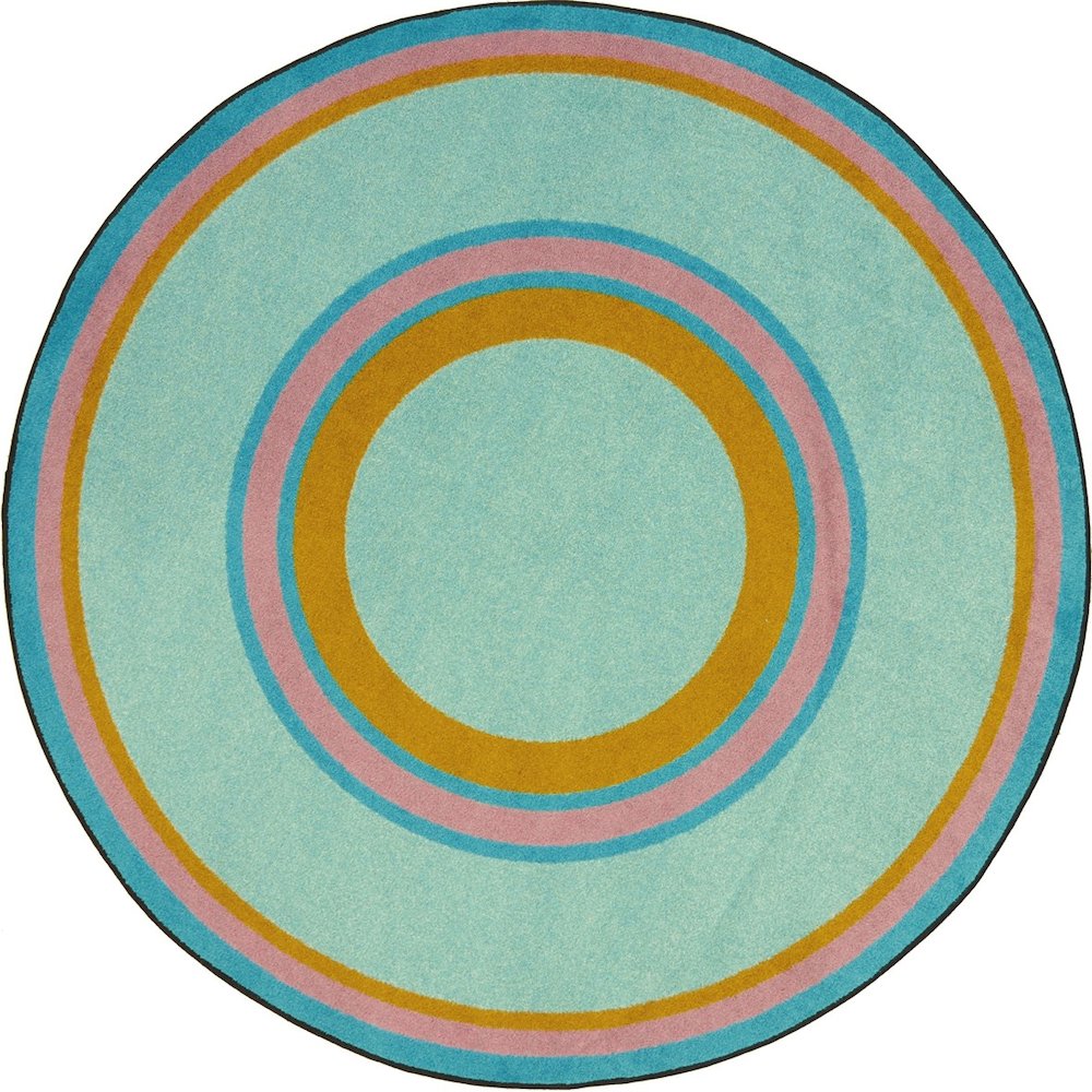 Kid Essentials Ripples 13'2" Round Area Rug in Color Teal. Picture 1