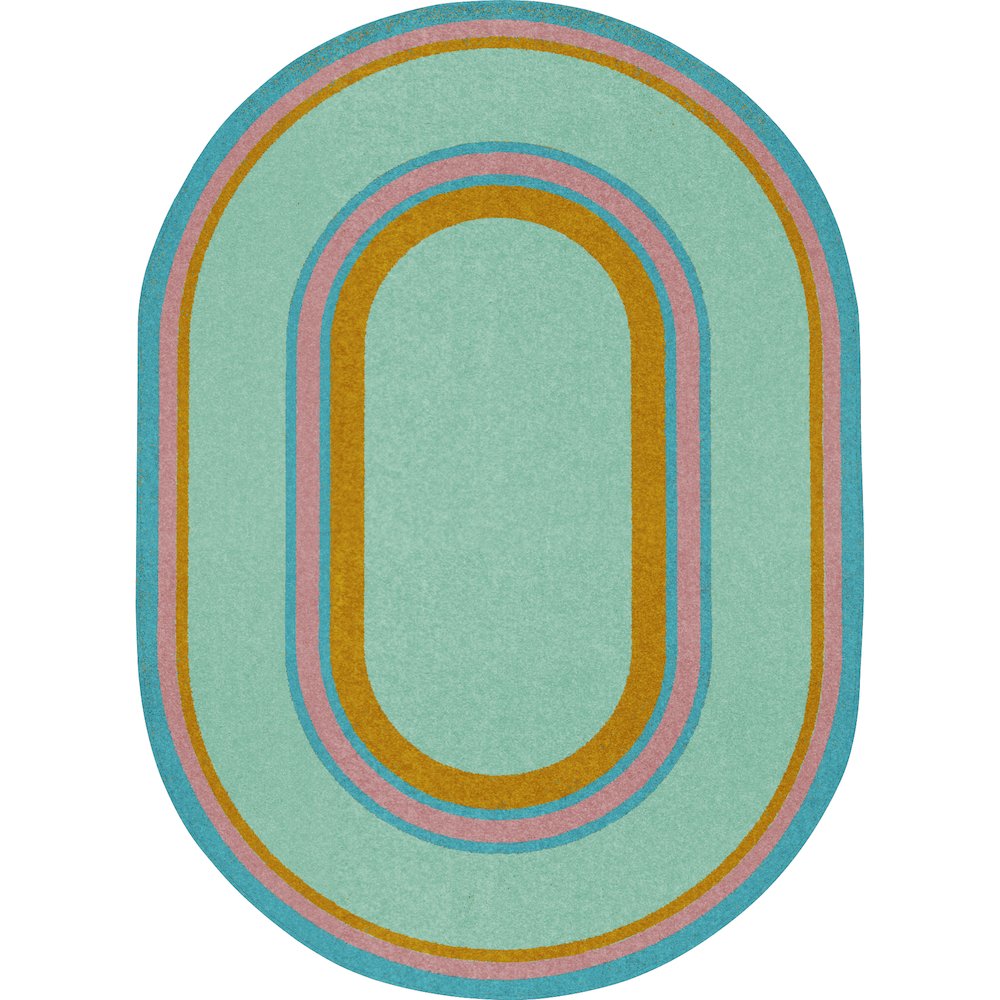 Kid Essentials Ripples 7'8" x 10'9" Oval Area Rug in Color Teal. Picture 1