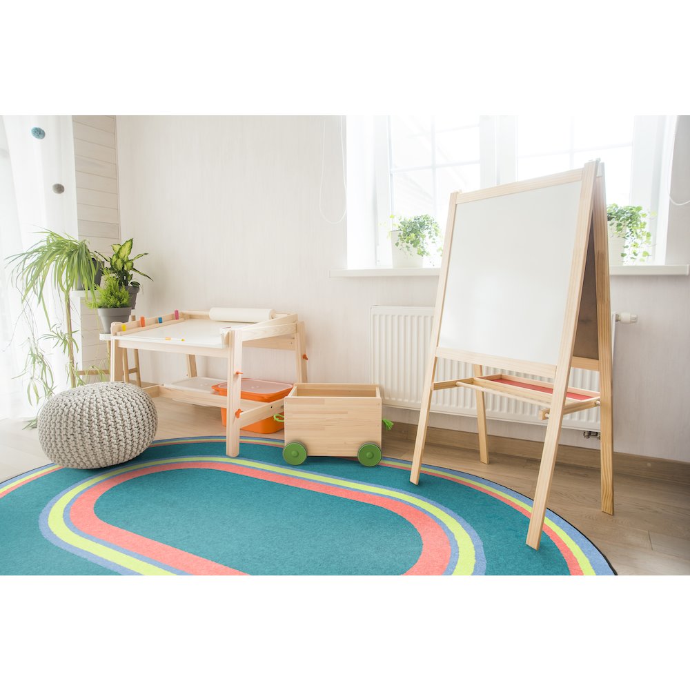 Kid Essentials Ripples 7'8" x 10'9" Oval Area Rug in Color Teen. Picture 3