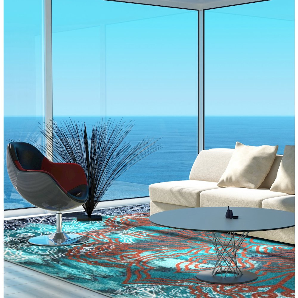 First Take Romani 7'8" x 10'9" Area Rug in Color Riviera. Picture 3