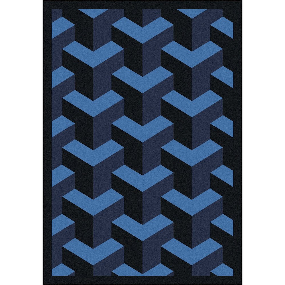 Kaleidoscope Rooftop 7'8" x 10'9" Area Rug in Color Navy. Picture 1