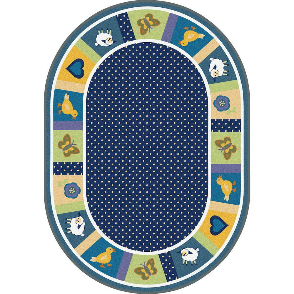 Kid Essentials Seeing Spots 7'8" x 10'9" Oval Area Rug in Color Bold. Picture 1