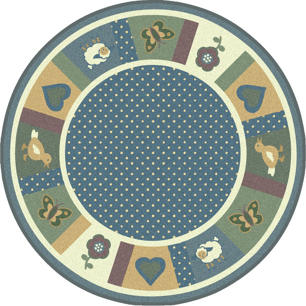 Kid Essentials Seeing Spots 13'2" Round Area Rug in Color Soft. Picture 1