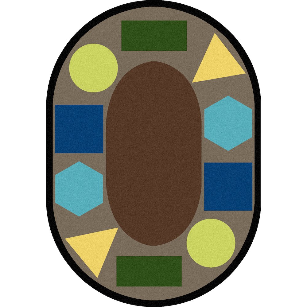 Kid Essentials Sitting Shapes 10'9" x 13'2" Oval Area Rug in Color Earthtone. Picture 1