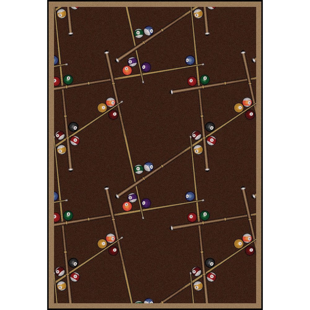 Games People Play Snookered 7'8" x 10'9" Area Rug in Color Chocolate. Picture 1