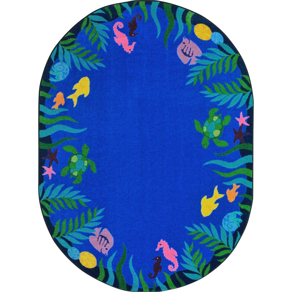 Kid Essentials Soothing Seas 10'9" x 13'2" Oval Area Rug in Color Multi. Picture 1
