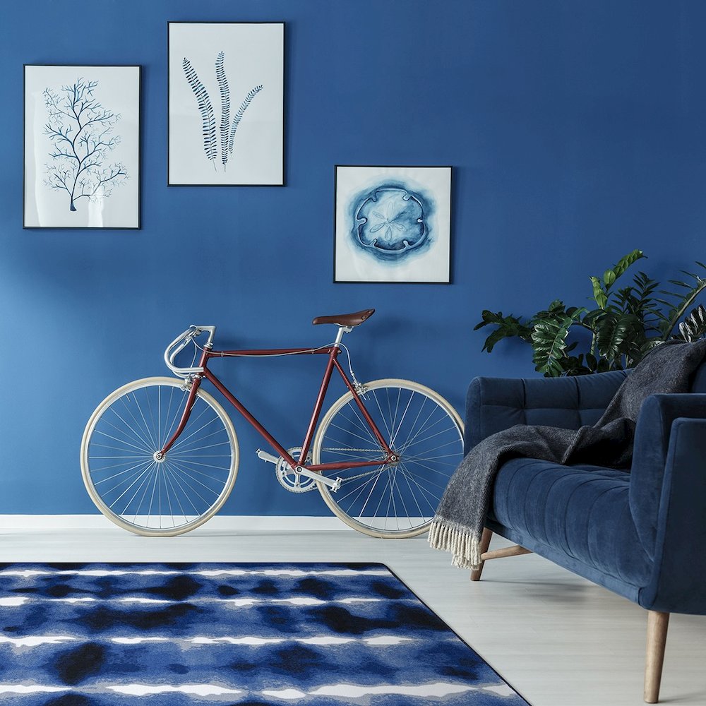First Take Sound Off 7'8" x 10'9" Area Rug in Color Cobalt. Picture 3