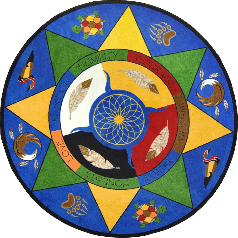 Kid Essentials Spirit of Truth 13'2" Round Area Rug in Color Multi. Picture 1