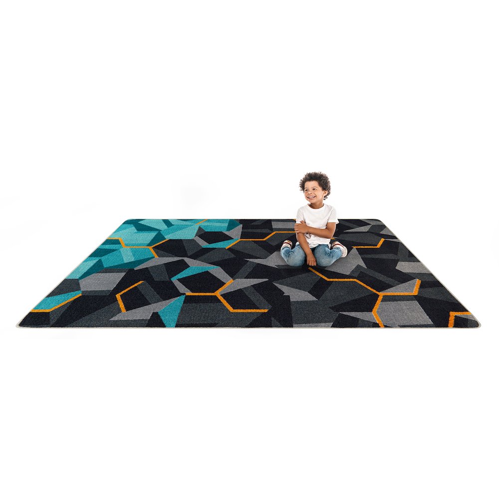 Kid Essentials Stealth 10'9" x 13'2" Area Rug in Color Teal. Picture 5