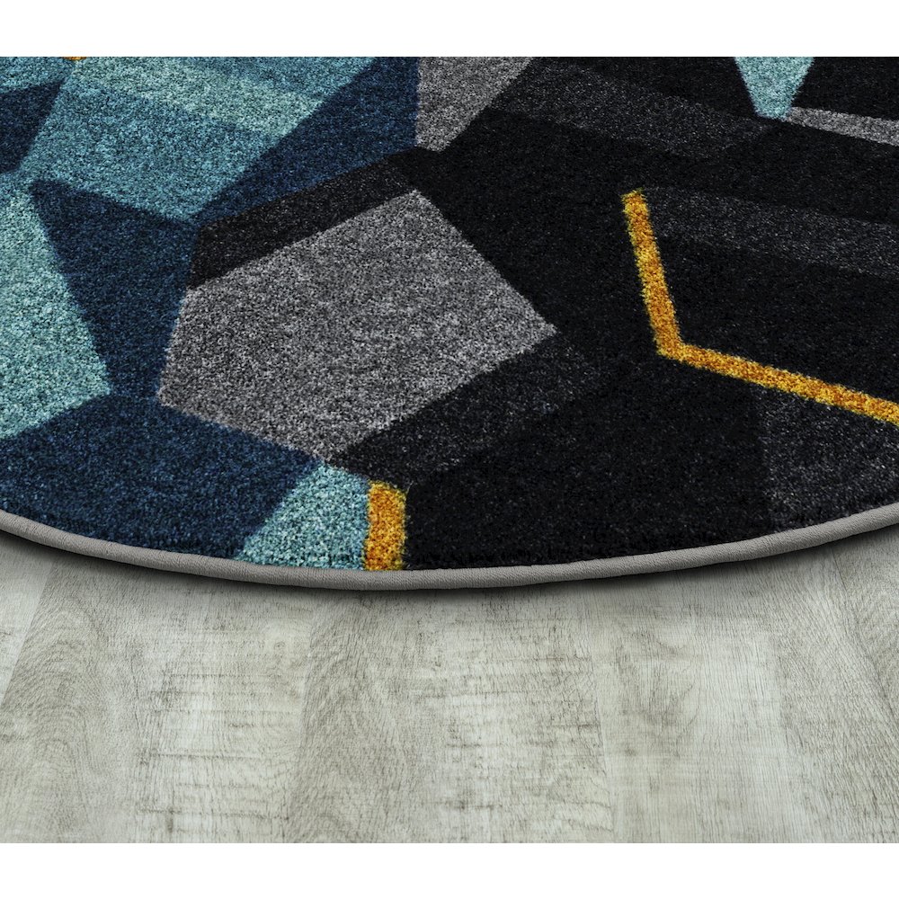 Kid Essentials Stealth 13'2" Round Area Rug in Color Teal. Picture 2