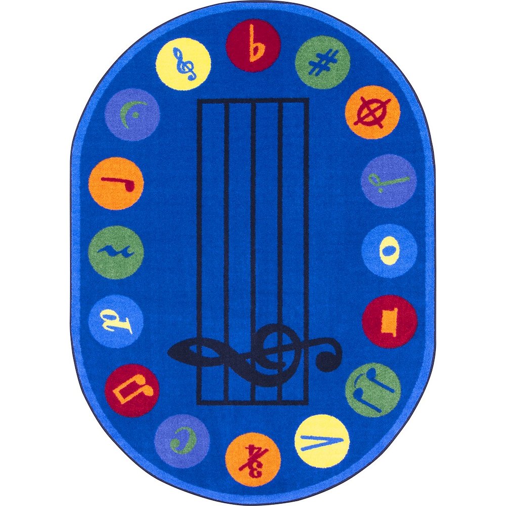 Kid Essentials Take Note 10'9" x 13'2" Oval Area Rug in Color Multi. Picture 1