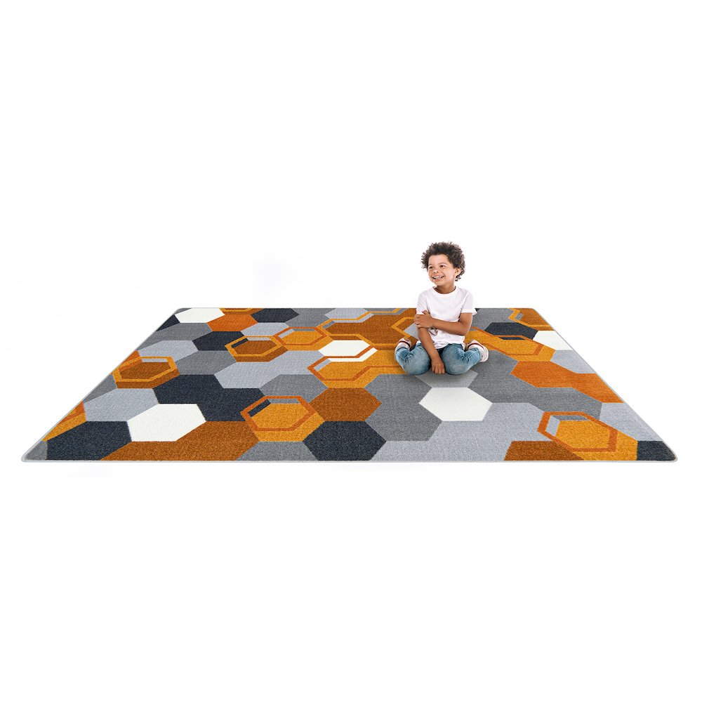 Kid Essentials Team Up 10'9" x 13'2" Area Rug in Color Orange. Picture 5