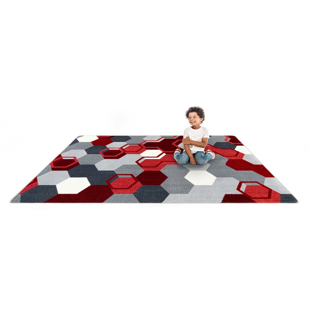 Kid Essentials Team Up 10'9" x 13'2" Area Rug in Color Red. Picture 5