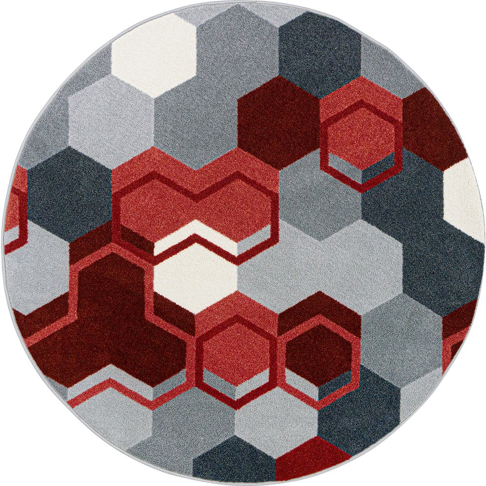 Kid Essentials Team Up 13'2" Round Area Rug in Color Red. Picture 1